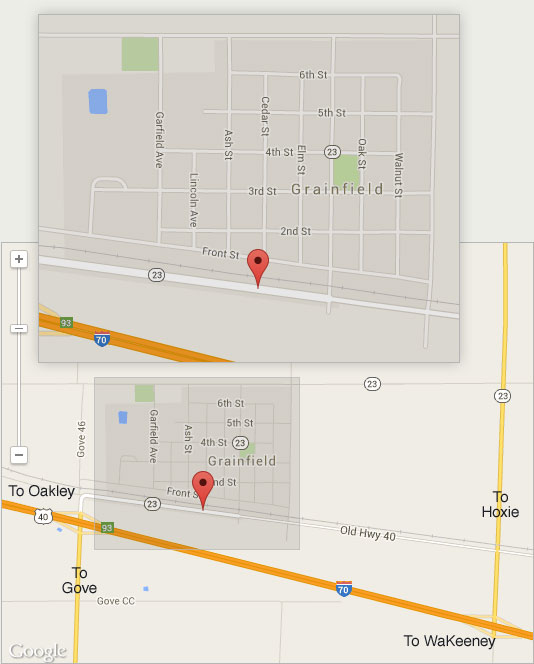 Map to Grainfield Supply